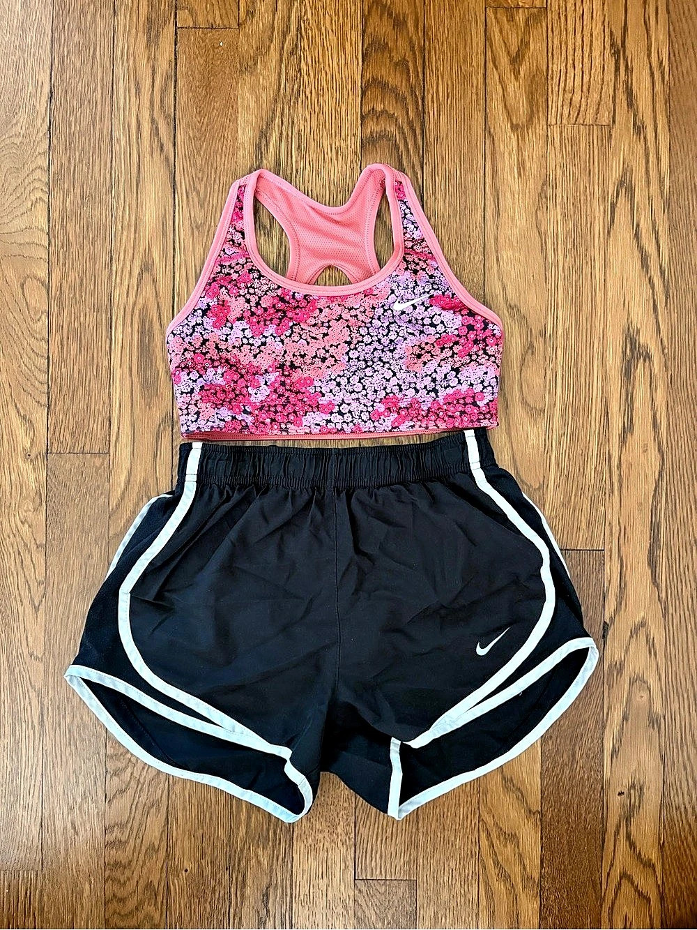 Women’s Nike Pro Sports Bra and Tempo Running Shorts Set in Pink & Black